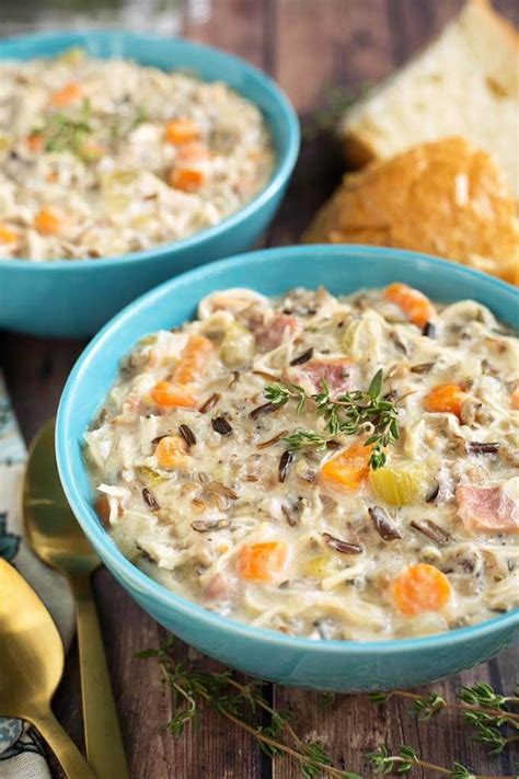 Brush the chicken with the melted butter and sprinkle with salt, pepper, thyme, and garlic. Crock Pot Creamy Chicken Wild Rice Soup | Simply Happy Foodie