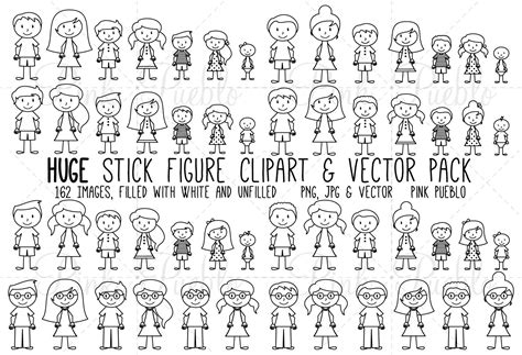 Huge Pack Of Stick Figure Clipart Clip Art Vectors Stick