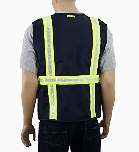 Safety depot mesh reflective safety vest with zipper and pockets hi vis, light weight msd1000 (navy blue, extra large). Safety Depot Safety Vest High Visibility Reflective Tape with 4 Lower Pockets, 2 Chest Pockets ...