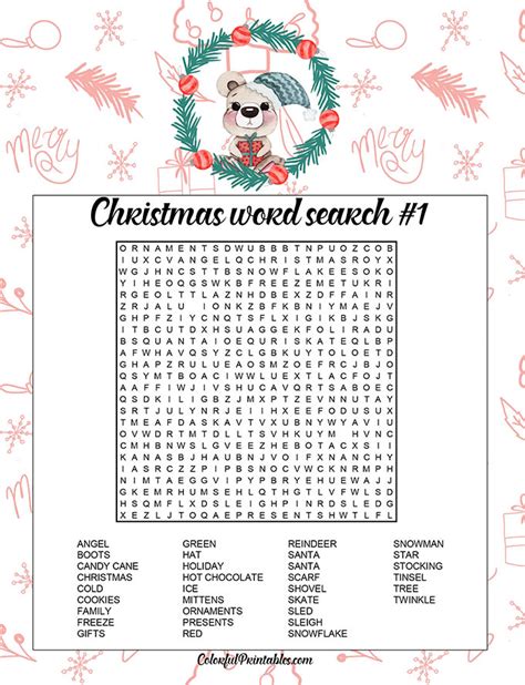 Free Printable Christmas Word Search Puzzles For Adults Printable