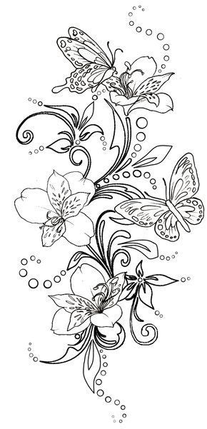 Butterflies And Flowers With Swirls Tattoo By Metacharis On Deviantart