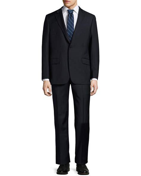 Hickey Freeman Slim Fit Classic Wool Two Piece Suit Navy In Blue For