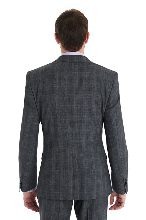 ted baker slim fit grey check 3 piece suit in grey for men lyst