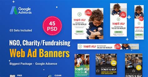 Ngo Charityfundraising Banner Ads 45 Psd Graphic Templates