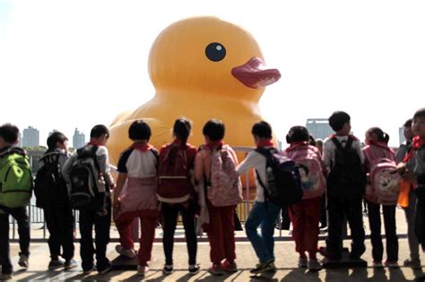 Giant Rubber Duck On Show In Shanghai