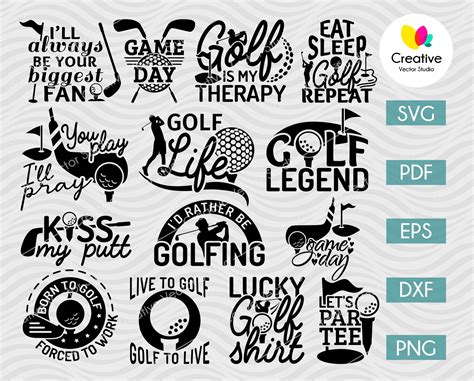 Golf Svg Bundle Quotes Cut Files Creative Vector Studio