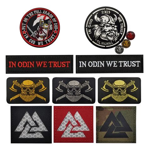 In God Odin We Trust Viking Embroidered Patches Applique Stripes Fabric