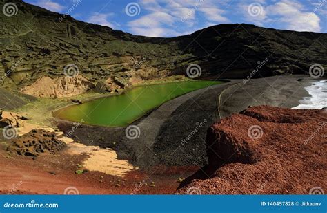 Lanzarote Green Lake Near El Golfo Stock Photo Image Of Landscape