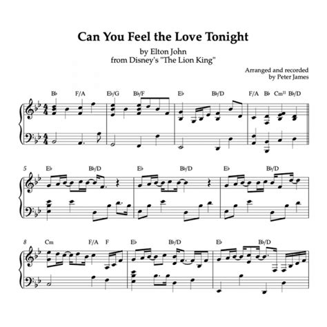 Can You Feel The Love Tonight Piano Sheet Music Pdf