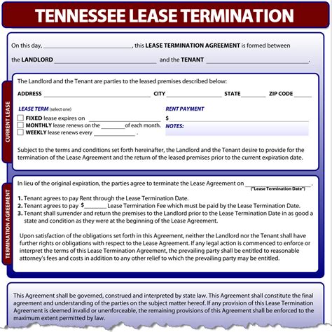 While writing your letter make sure that you are clear in your terms. Tennessee Lease Termination