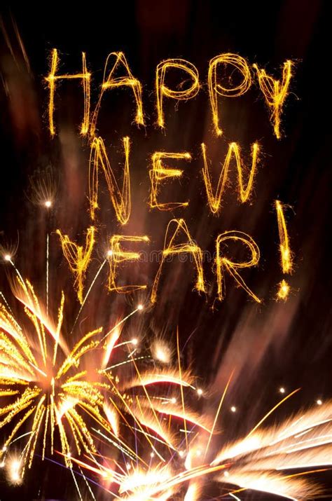 Happy New Year Sparklers With Gold Fireworks Stock Photo Image Of