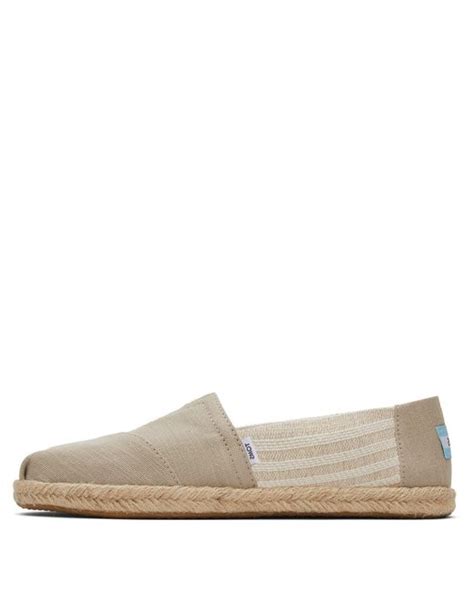Toms Alpargata Rope Recycled Espadrille Slip On Tan Stripes 75 M In