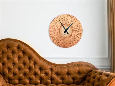 Original Painting Copper Home Decor Large Wall Clock Unique
