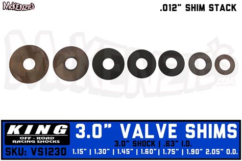 King Shock Valve Shim Kit 30 X 012 Shock Valve Stack King Vs12