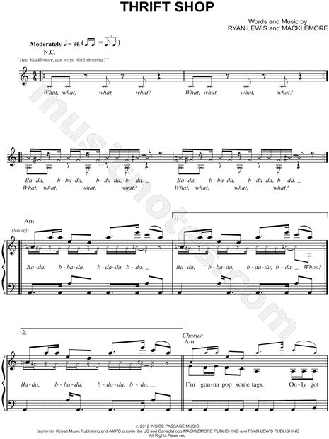 Macklemore Thrift Shop Sheet Music Easy Piano In A Minor Download