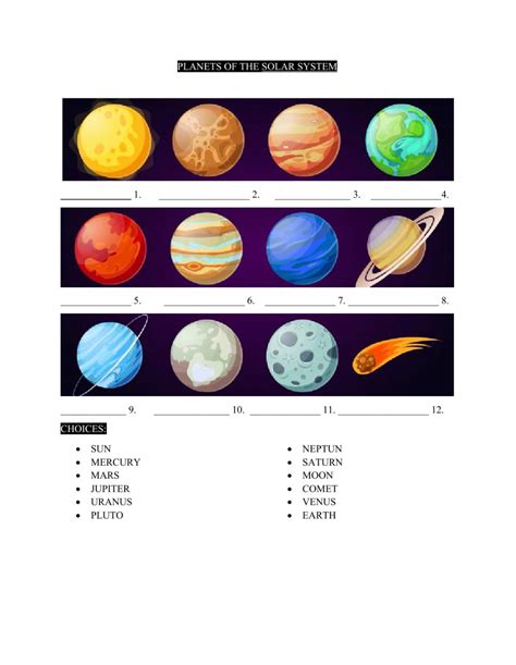 Planets Of The Solar System Interactive Worksheet
