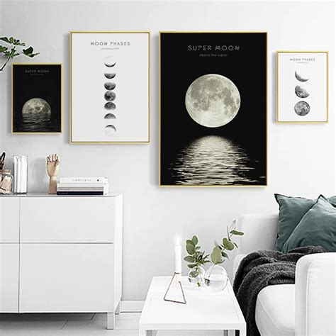 Moon Phase Canvas Painting Posters And Prints Minimalist Luna Wall Art