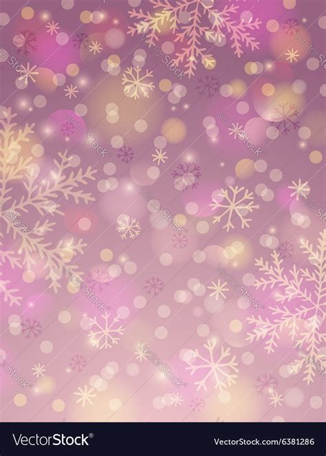Pink Background With Snowflake And Bokeh Vector Image