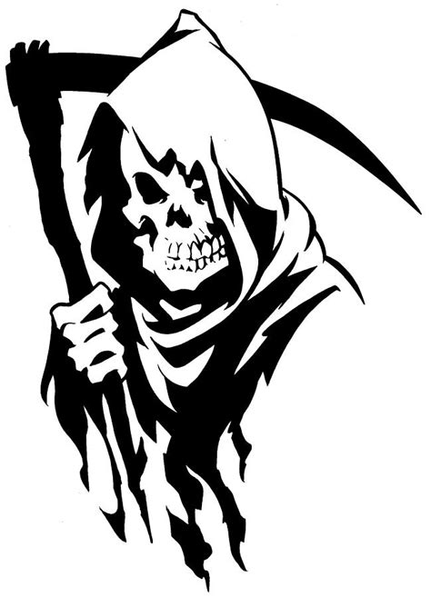 Drawing Of Halloween Grim Reaper With Scythe Digital Cartoon Drawing