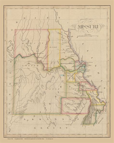 Missouri Missuri 1826 State Map Old Map Reprint Etsy