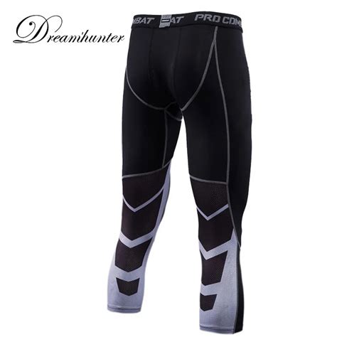 jogging tight men s pants elastic quick dry fitness running leggings compression sports 3 4