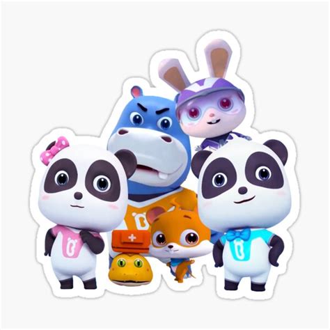Babybus Super Rescue Team Kiki And Miumiu Panda Clothing Sticker For