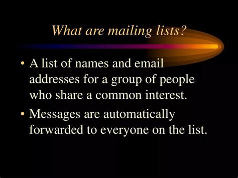 Ppt What Are Mailing Lists Powerpoint Presentation Free Download