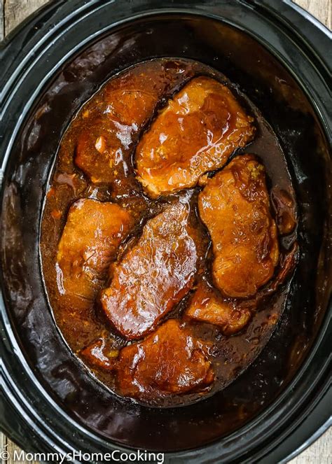Looking for a pork chop recipe? Slow Cooker Honey Garlic Pork Chops - Mommy's Home Cooking