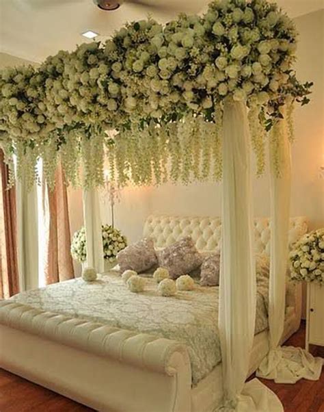 Beautiful Bridal Bedroom With Floral Canopy