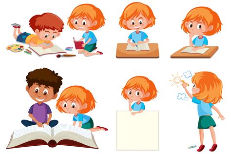 Set of student learning 614545 Vector Art at Vecteezy