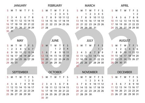 Plantilla Del Planificador De Calendarios 2022 La Semana Comienza El