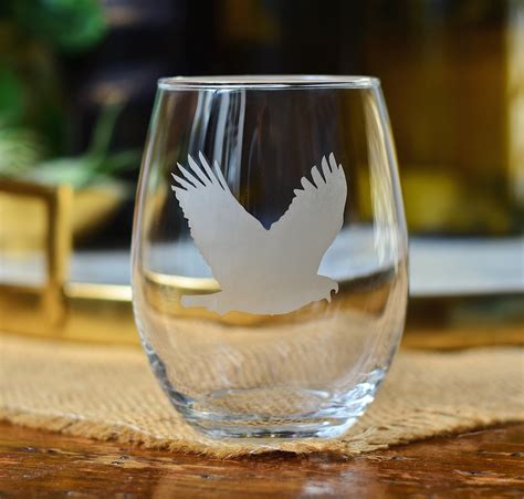 Eagle Wine Glasses Auburn University Barware Auburn Eagle Etsy