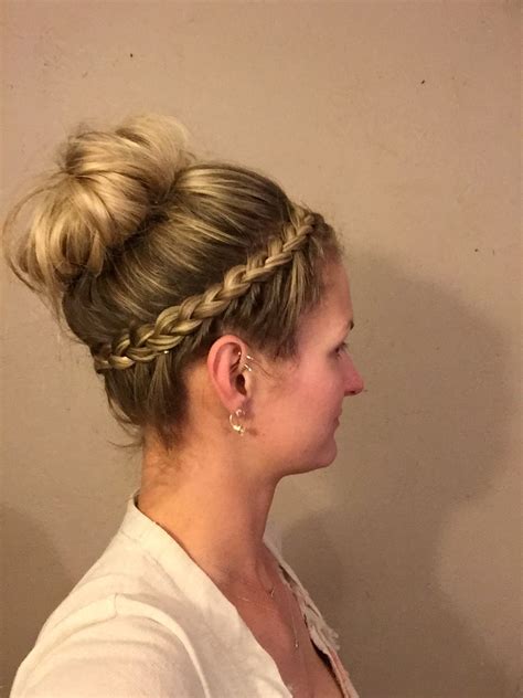 Dutch Lace Headband Braid With Messy Bun Headband Hairstyles