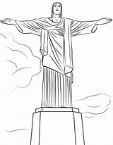 Christ Coloring Redeemer Statue Printable Wonders Categories Brazil Articles sketch template