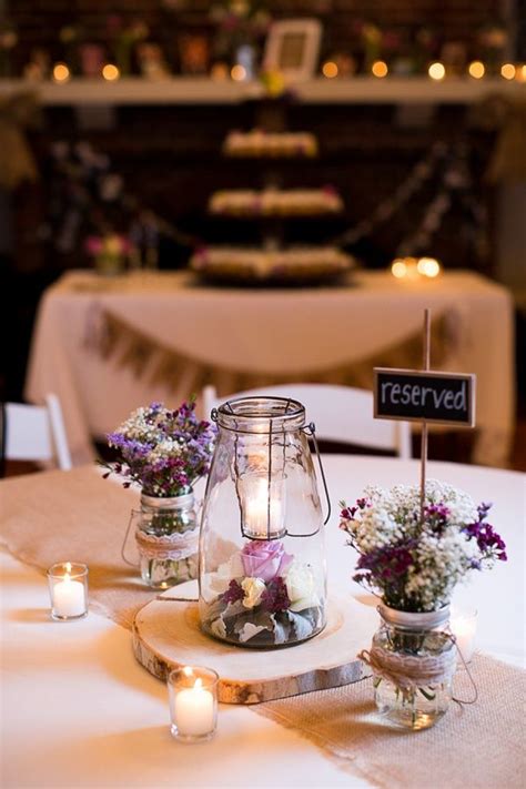 Sweet Purple Rustic Wedding In Suffolk Wedding Reception Table