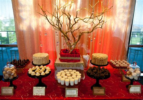 Red And Gold themed Dessert Table | Dessert table decor, Gold wedding