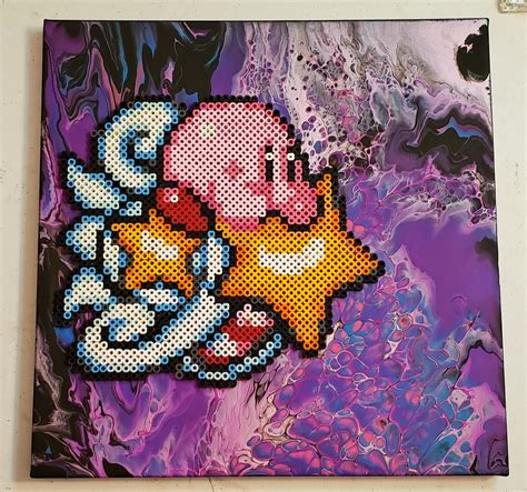 I Just Finished This Kirby Piece I Did An Acrylic Pour Painting For