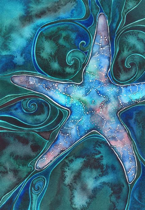 Sea Star Print Of Watercolour Starfish Painting Ocean Etsy Starfish
