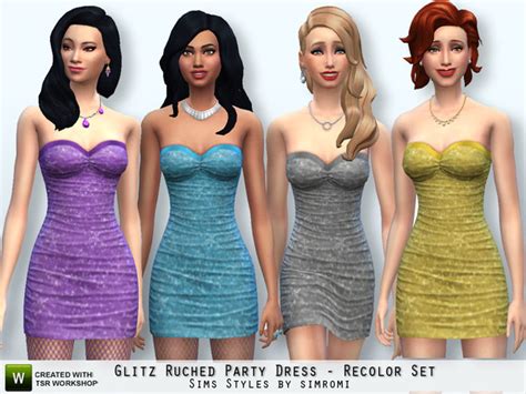 The Sims Resource Glitz Ruched Party Dress Set By Simromi • Sims 4