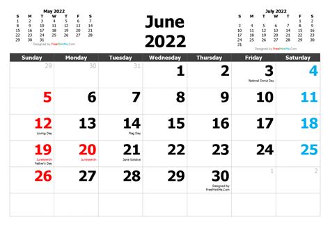 Free Printable June 2022 Calendar Pdf Png Image