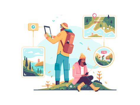 Hiking Travel Illustration Character Design Ilustration Design
