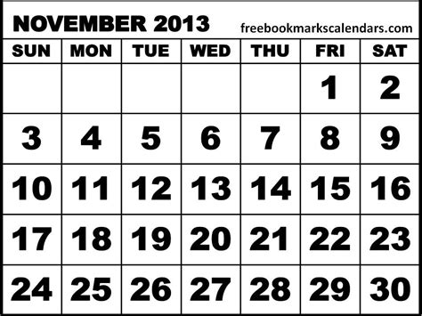 Free Printable Calendars 2016 Printable November 2013 Calendar
