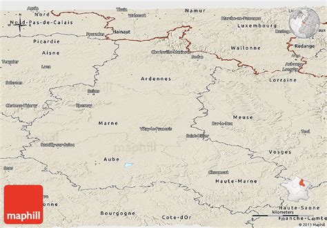 Shaded Relief Panoramic Map Of Champagne Ardenne