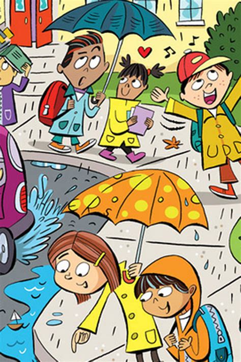Can You Spot The 6 Words Hidden In This Rainy School Scene