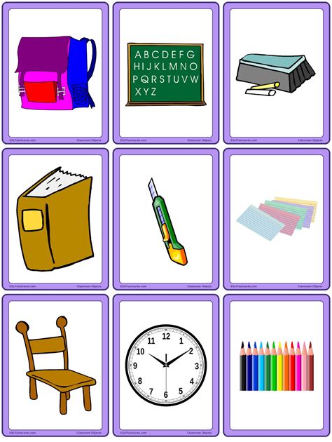 Classroom Objects Esl Printable Multiple Choice Tests Flashcards Hot