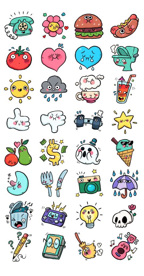 Chat App Stickers On Behance Doodle Drawings Kawaii Drawings Easy