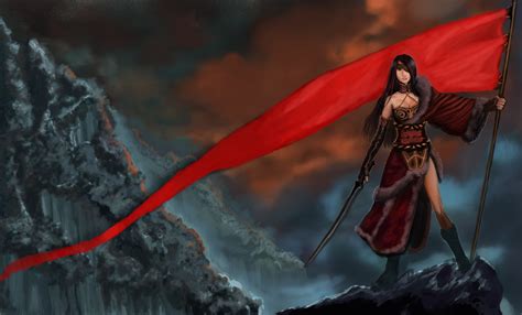 Warriors Flag Fantasy Girls Warrior Girl Weapon Weapons Sword