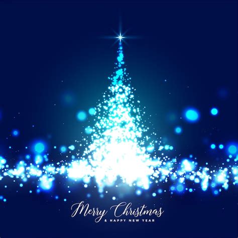 Free Vector Beautiful Glowing Christmas Tree Sparkles Card Design