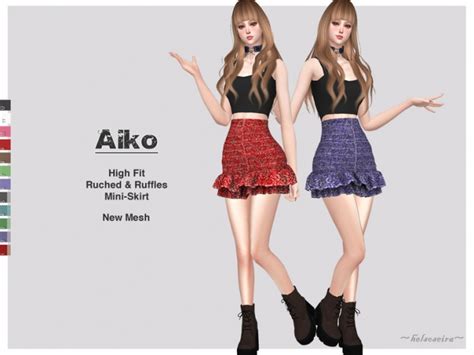 Aiko High Waist Mini Skirt By Helsoseira At Tsr Sims 4 Updates