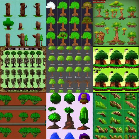 A Pixel Art Sprite Sheet Of Trees Stable Diffusion Openart